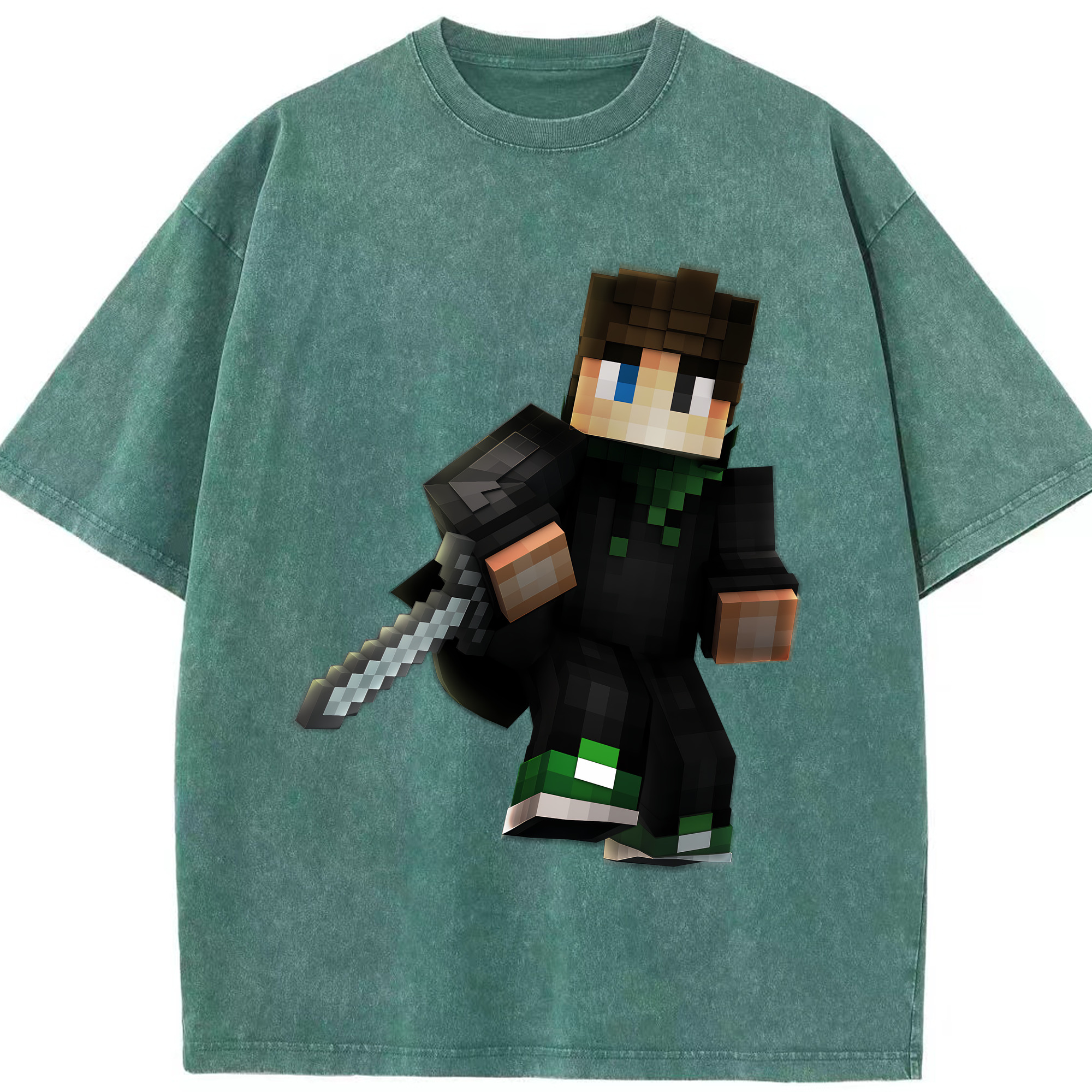 （画像用） マインクラフト ブロックの世界 Minecraft MC Block world 綿100% ヴィンテージ風 半袖Tシャツ（フロントプリント）